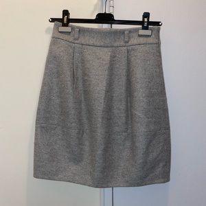 NWOT Theory Gray Cecily Wool Blend Tulip Skirt Pockets Side Zip Size 2 $265